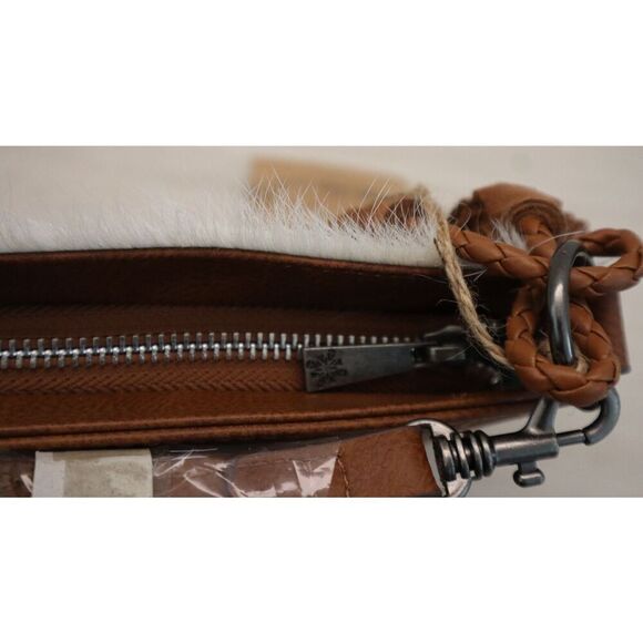 Catchfly Women's White Hair-On Convertible Tassel Leather Crossbody/Shoulder Bag - Picture 8 of 14